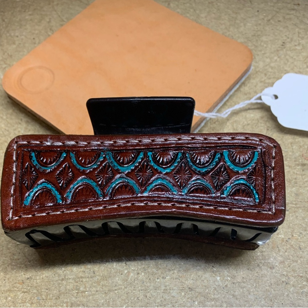 Leather hair clip